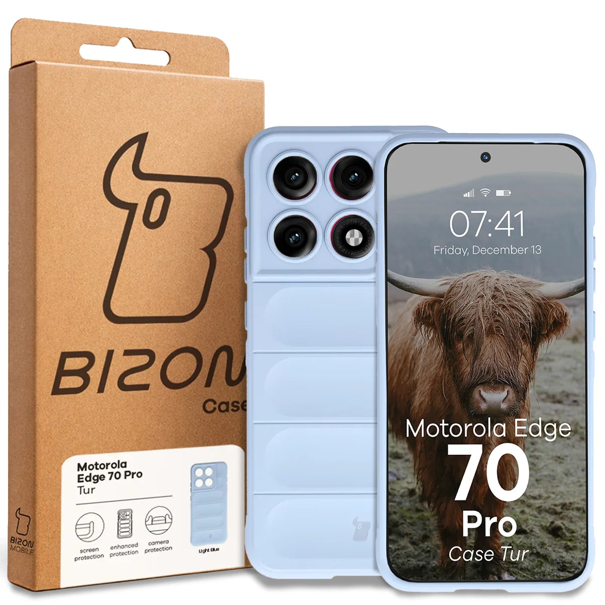 Robuste Handyhülle für Motorola Edge 70 Pro, Bizon Case Tur, Hellblau