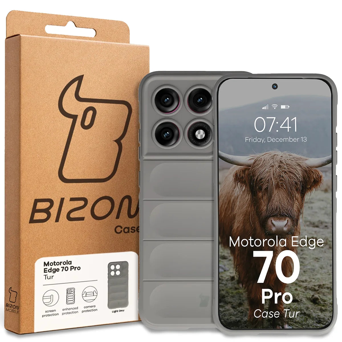 Robuste Handyhülle für Motorola Edge 70 Pro, Bizon Case Tur, Hellgrau