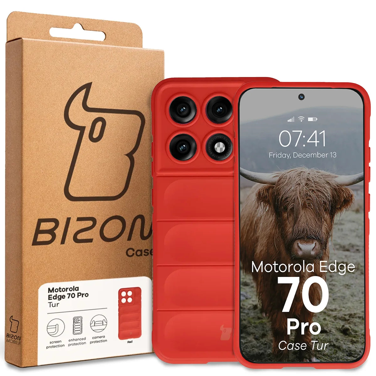 Robuste Handyhülle für Motorola Edge 70 Pro, Bizon Case Tur, Rot