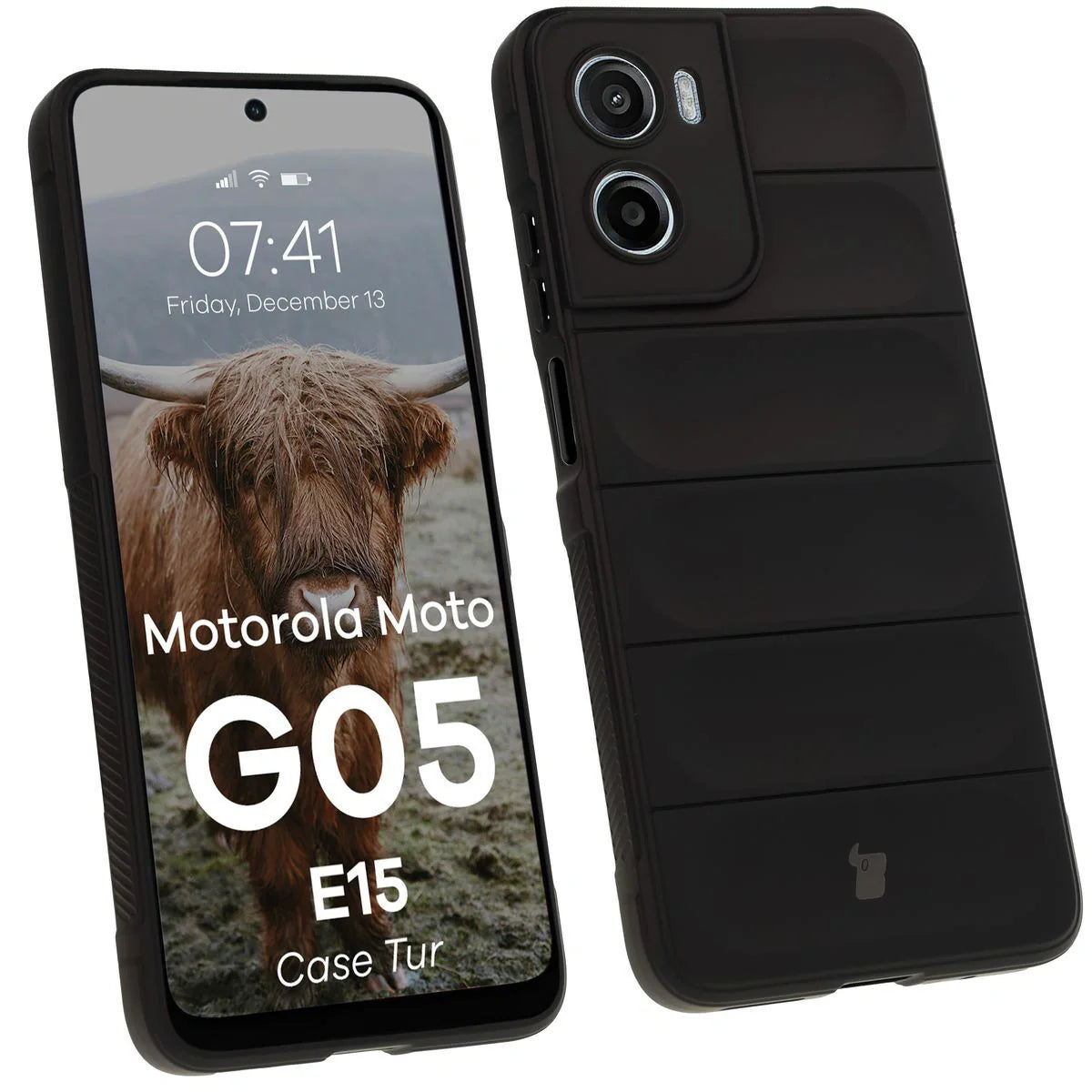 Robuste Handyhülle für Motorola Moto G05 / E15, Bizon Case Tur, Schwarz