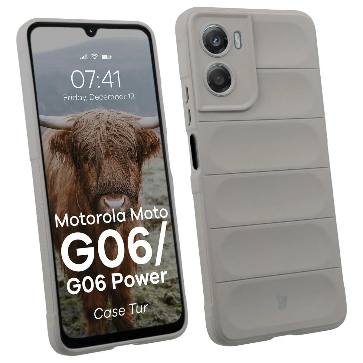 Robuste Handyhülle für Motorola Moto G06 4G / G06 Power 4G, Bizon Case Tur, Hellgrau
