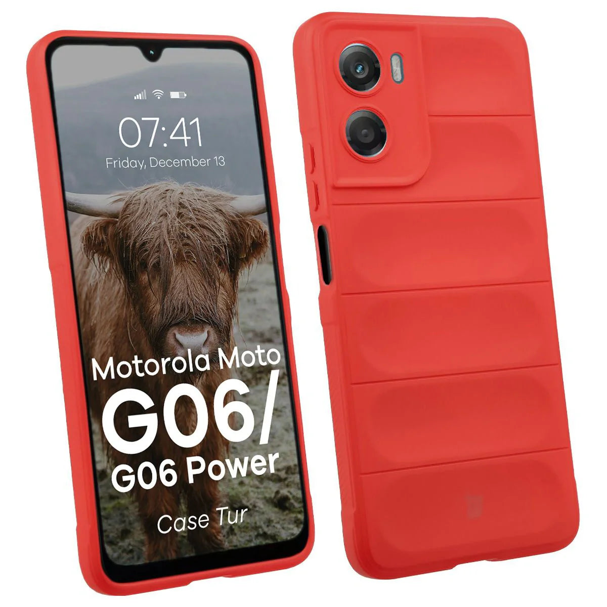 Robuste Handyhülle für Motorola Moto G06 4G / G06 Power 4G, Bizon Case Tur, Rot
