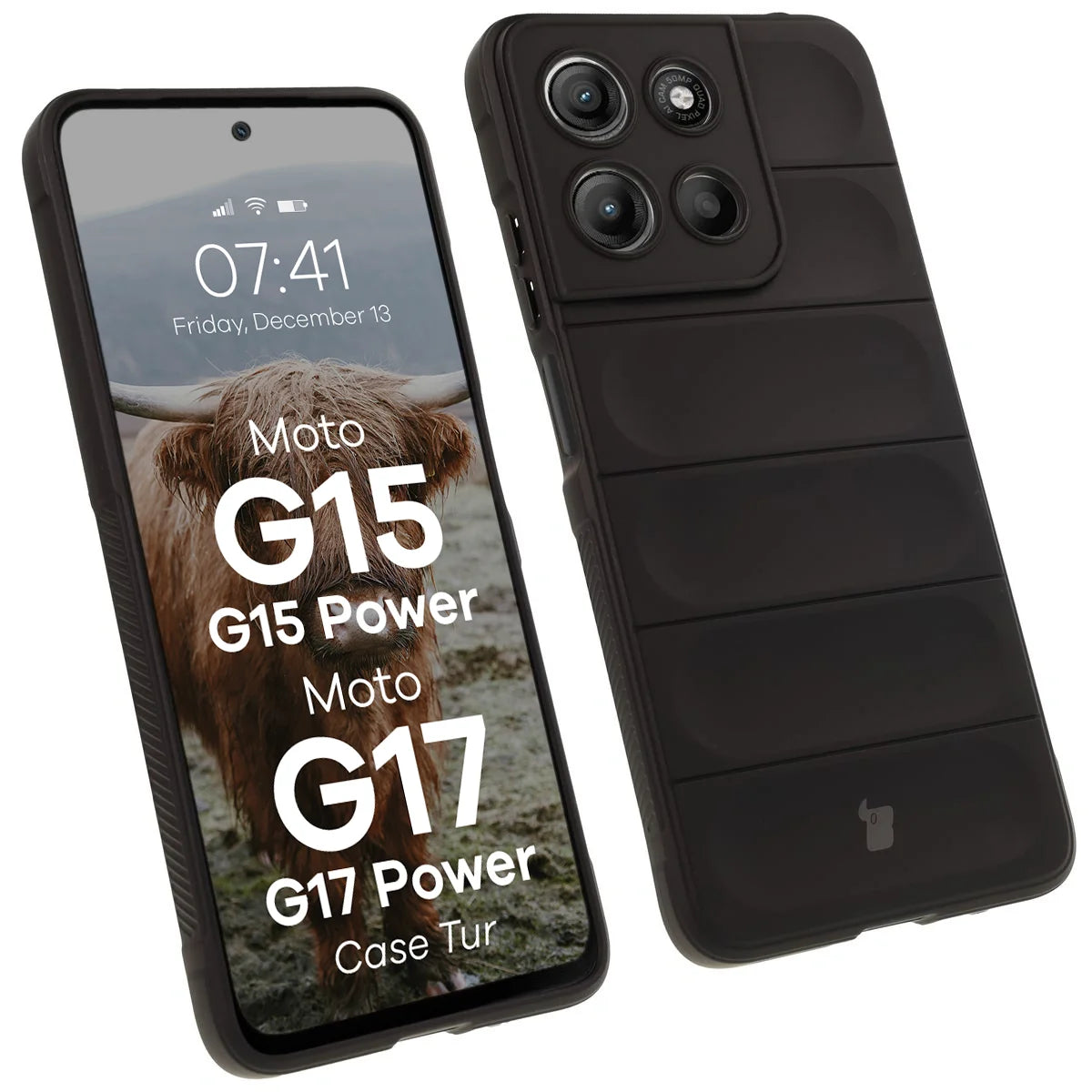 Robuste Handyhülle für Motorola Moto G17 / G17 Power / G15 / G15 Power, Bizon Case Tur, Schwarz