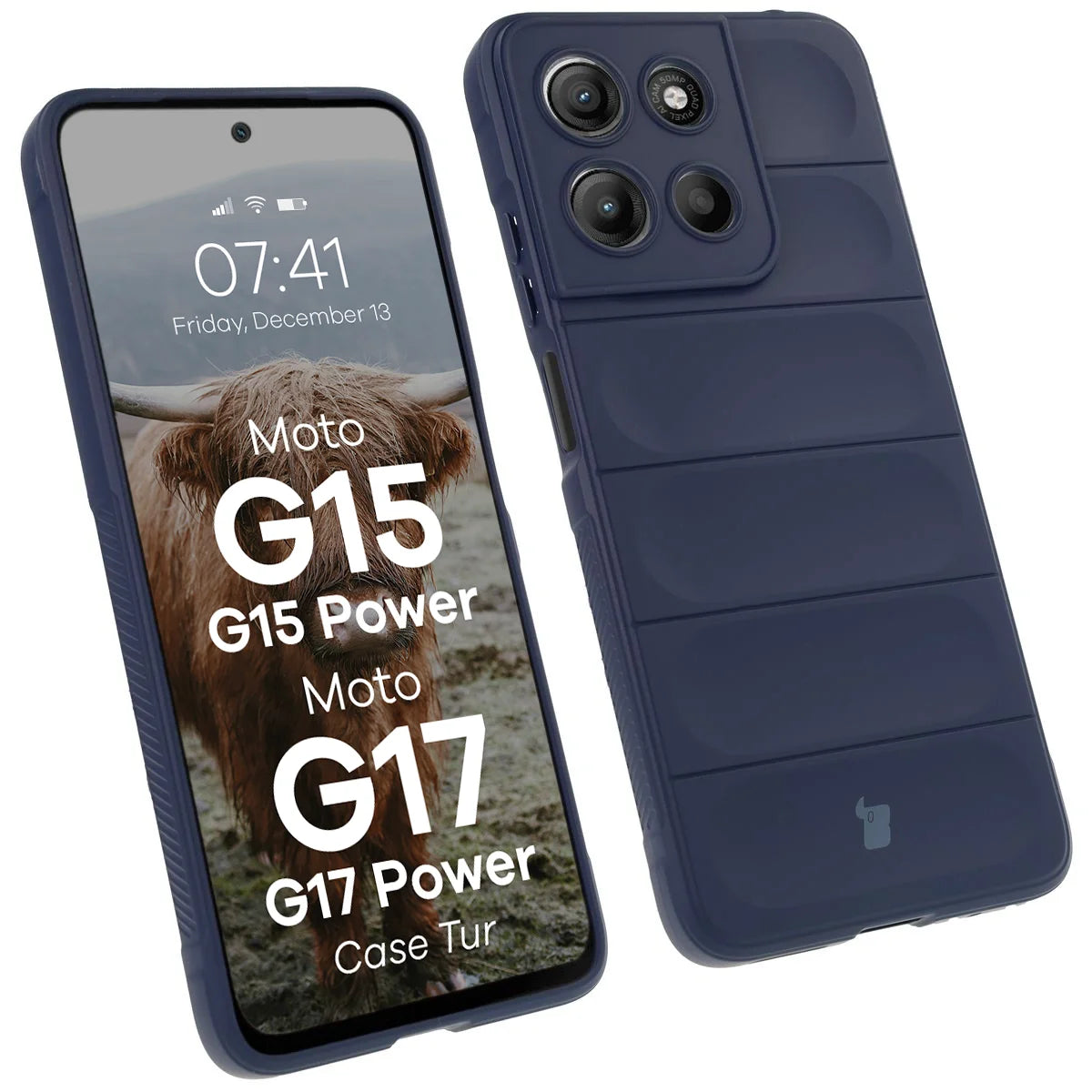 Robuste Handyhülle für Motorola Moto G17 / G17 Power / G15 / G15 Power, Bizon Case Tur, Dunkelblau