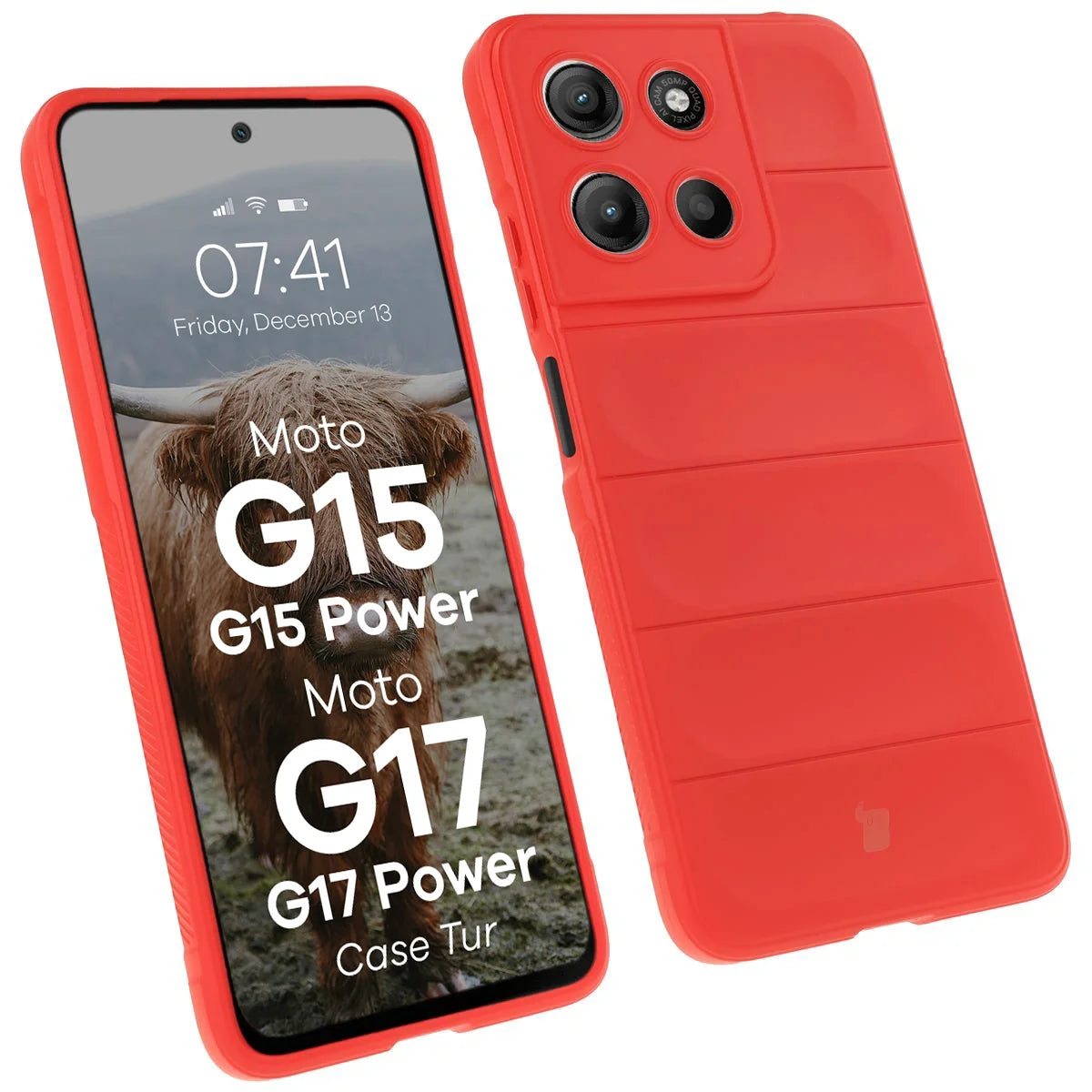 Robuste Handyhülle für Motorola Moto G17 / G17 Power / G15 / G15 Power, Bizon Case Tur, Rot