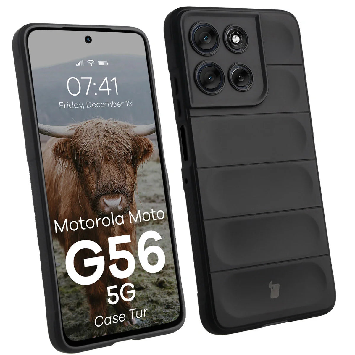 Robuste Handyhülle für Motorola Moto G56 5G, Bizon Case Tur, Schwarz