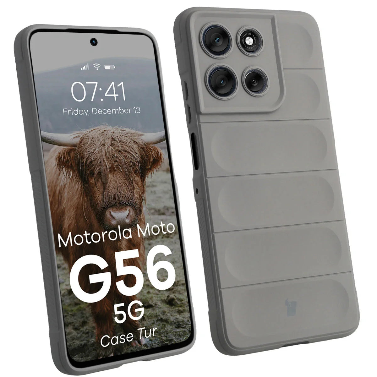 Robuste Handyhülle für Motorola Moto G56 5G, Bizon Case Tur, Hellgrau