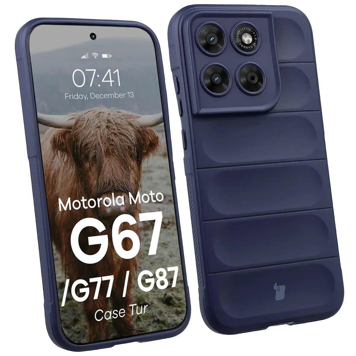 Robuste Handyhülle für Motorola Moto G87 5G / G77 5G / G67 5G, Bizon Case Tur, Dunkelblau