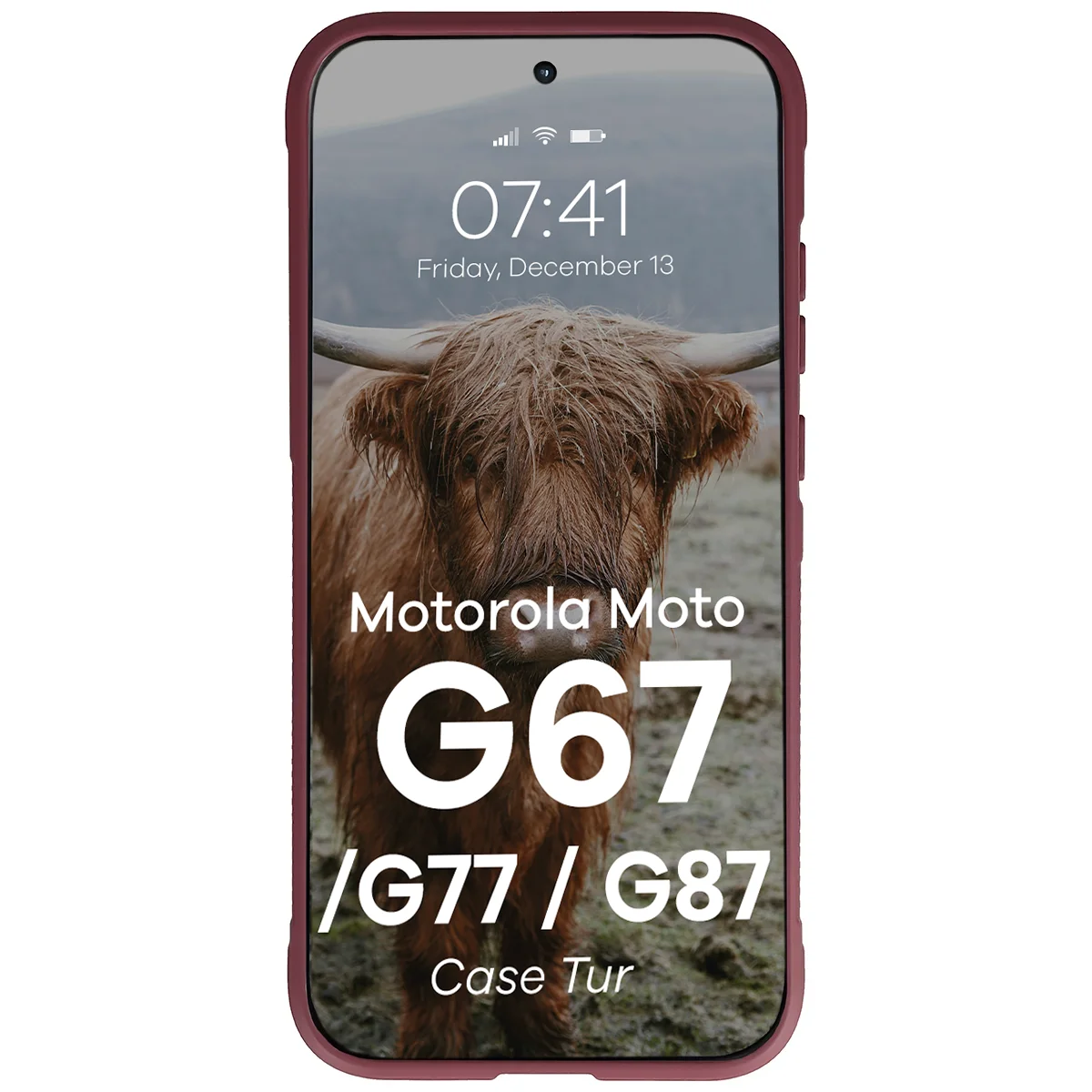 Robuste Handyhülle für Motorola Moto G87 5G / G77 5G / G67 5G, Bizon Case Tur, Burgunderrot