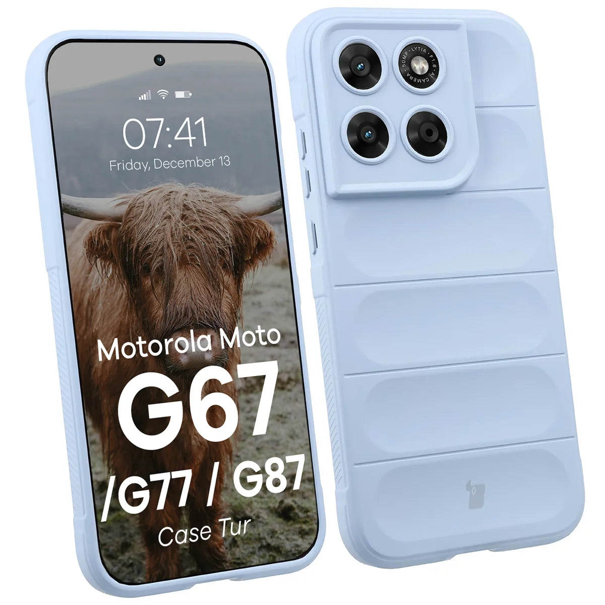 Robuste Handyhülle für Motorola Moto G87 5G / G77 5G / G67 5G, Bizon Case Tur, Hellblau