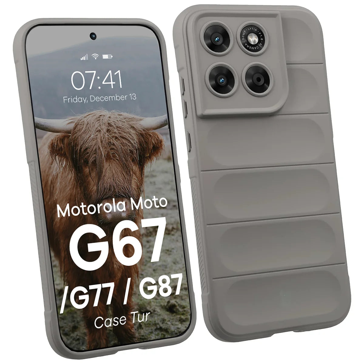 Robuste Handyhülle für Motorola Moto G87 5G / G77 5G / G67 5G, Bizon Case Tur, Hellgrau