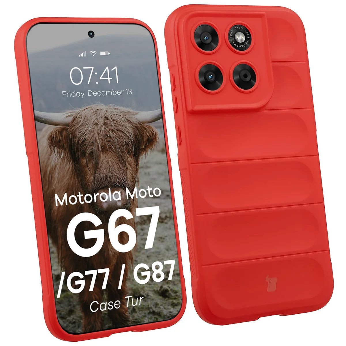 Robuste Handyhülle für Motorola Moto G87 5G / G77 5G / G67 5G, Bizon Case Tur, Rot