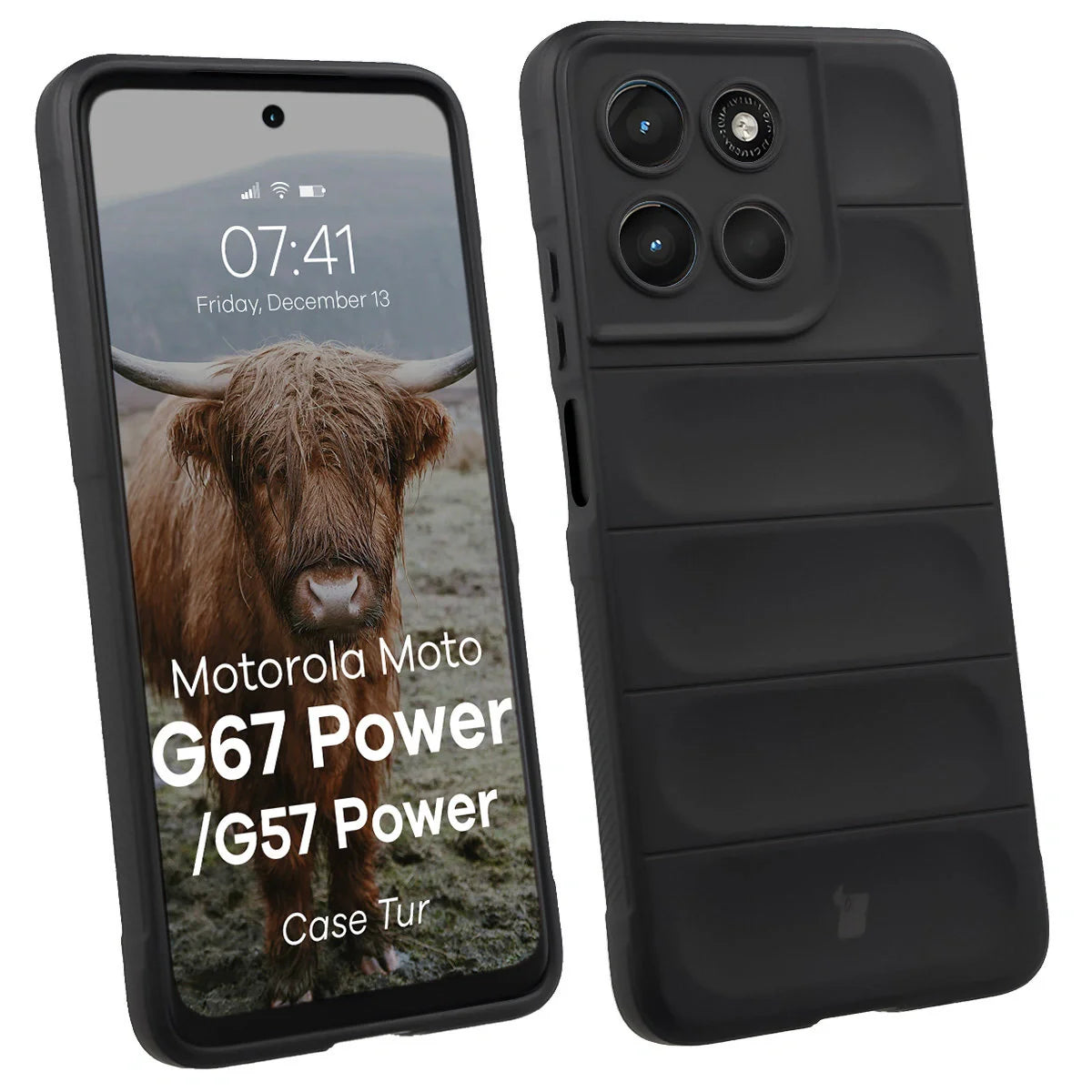Robuste Handyhülle für Motorola Moto G57 Power / G67 Power, Bizon Case Tur, Schwarz
