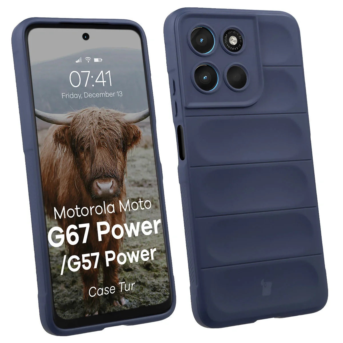 Robuste Handyhülle für Motorola Moto G57 Power / G67 Power, Bizon Case Tur, Dunkelblau
