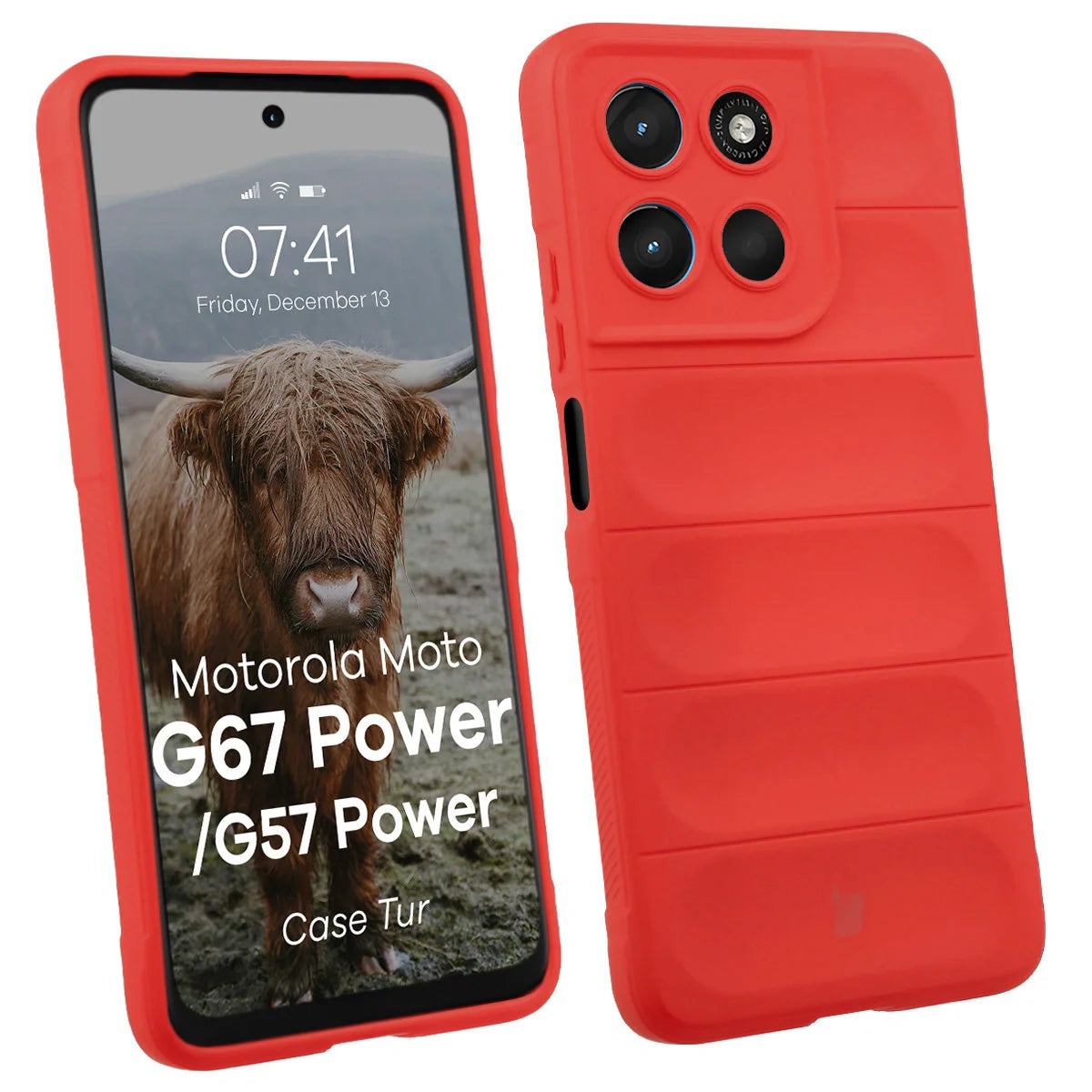 Robuste Handyhülle für Motorola Moto G57 Power / G67 Power, Bizon Case Tur, Rot