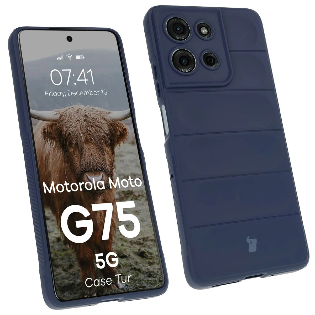 Robuste Handyhülle für Motorola Moto G75 5G, Bizon Case Tur, Dunkelblau
