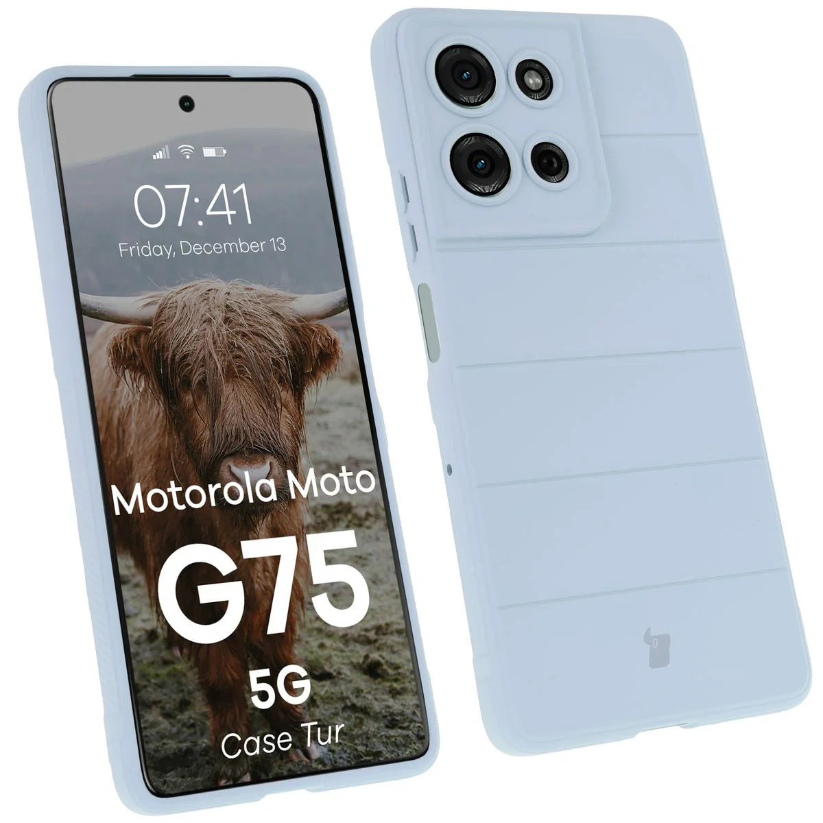 Robuste Handyhülle für Motorola Moto G75 5G, Bizon Case Tur, Hellblau