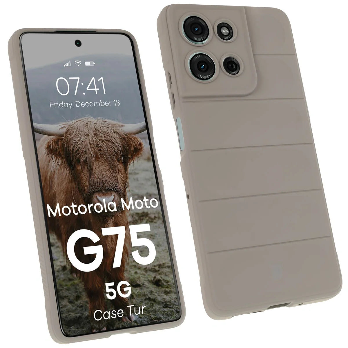 Robuste Handyhülle für Motorola Moto G75 5G, Bizon Case Tur, Hellgrau