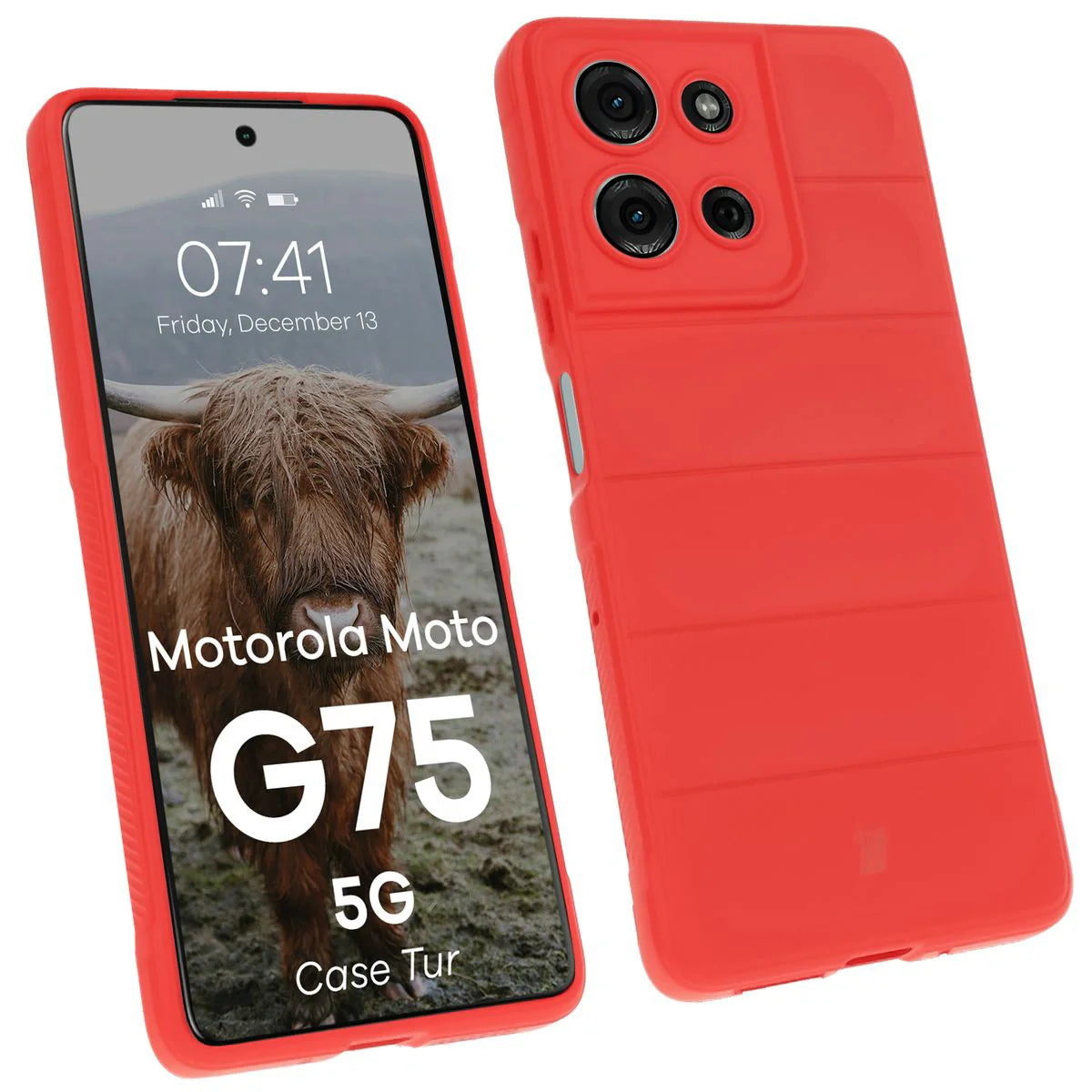 Robuste Handyhülle für Motorola Moto G75 5G, Bizon Case Tur, Rot