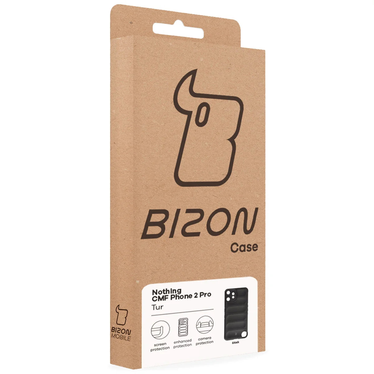 Robuste Handyhülle für Nothing CMF Phone 2 Pro, Bizon Case Tur, Schwarz