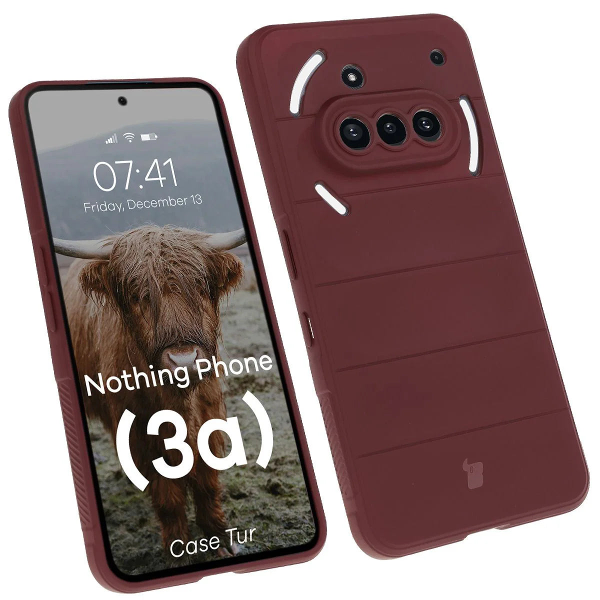Robuste Handyhülle für Nothing Phone (3a), Bizon Case Tur, Burgunderrot