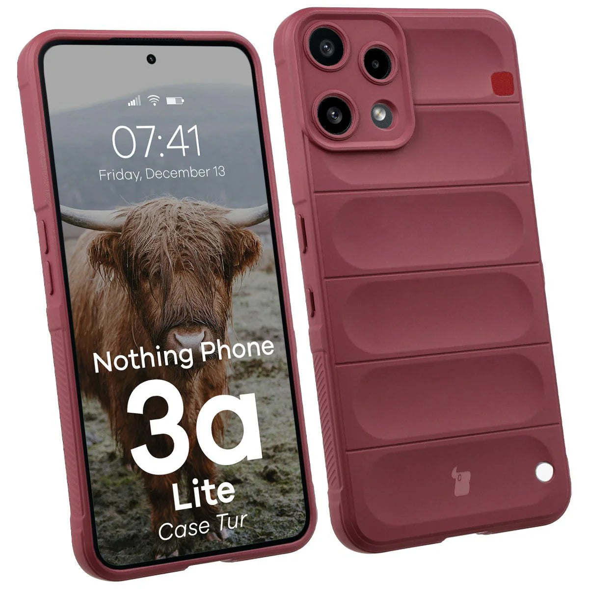 Robuste Handyhülle für Nothing Phone (3a) Lite, Bizon Case Tur, Burgunderrot