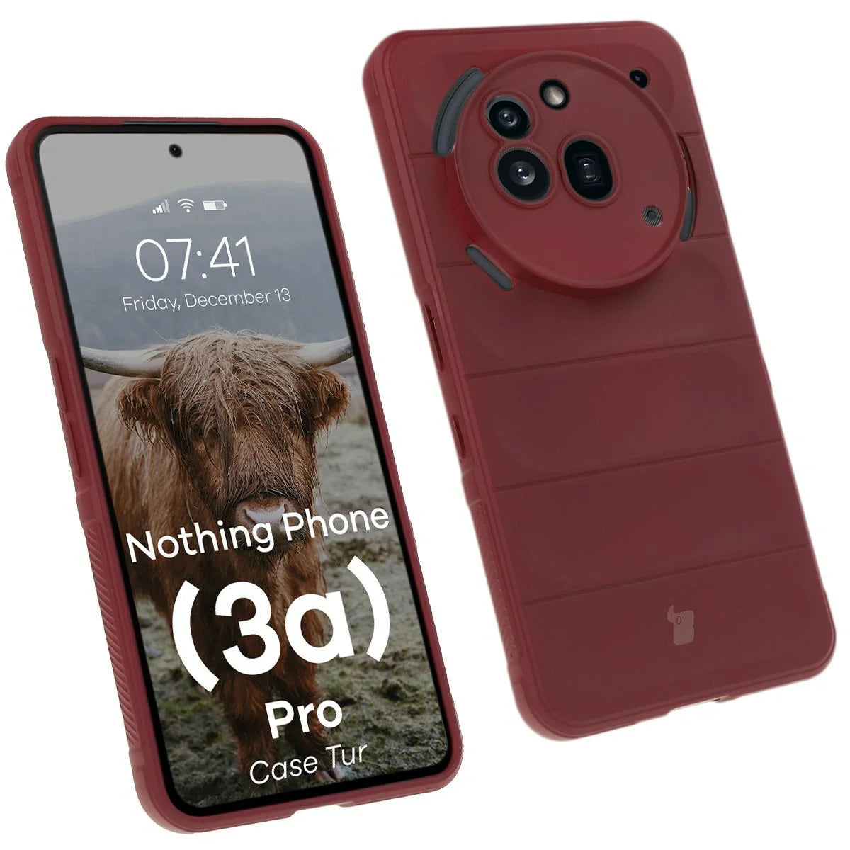 Robuste Handyhülle für Nothing Phone (3a) Pro, Bizon Case Tur, Burgunderrot