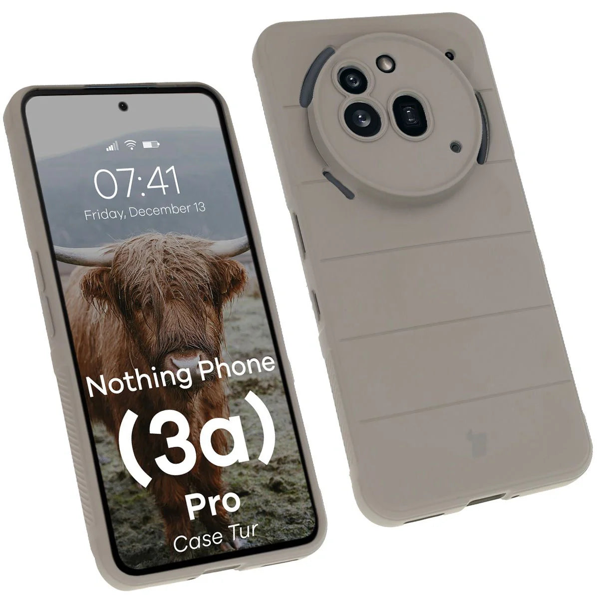 Robuste Handyhülle für Nothing Phone (3a) Pro, Bizon Case Tur, Hellgrau