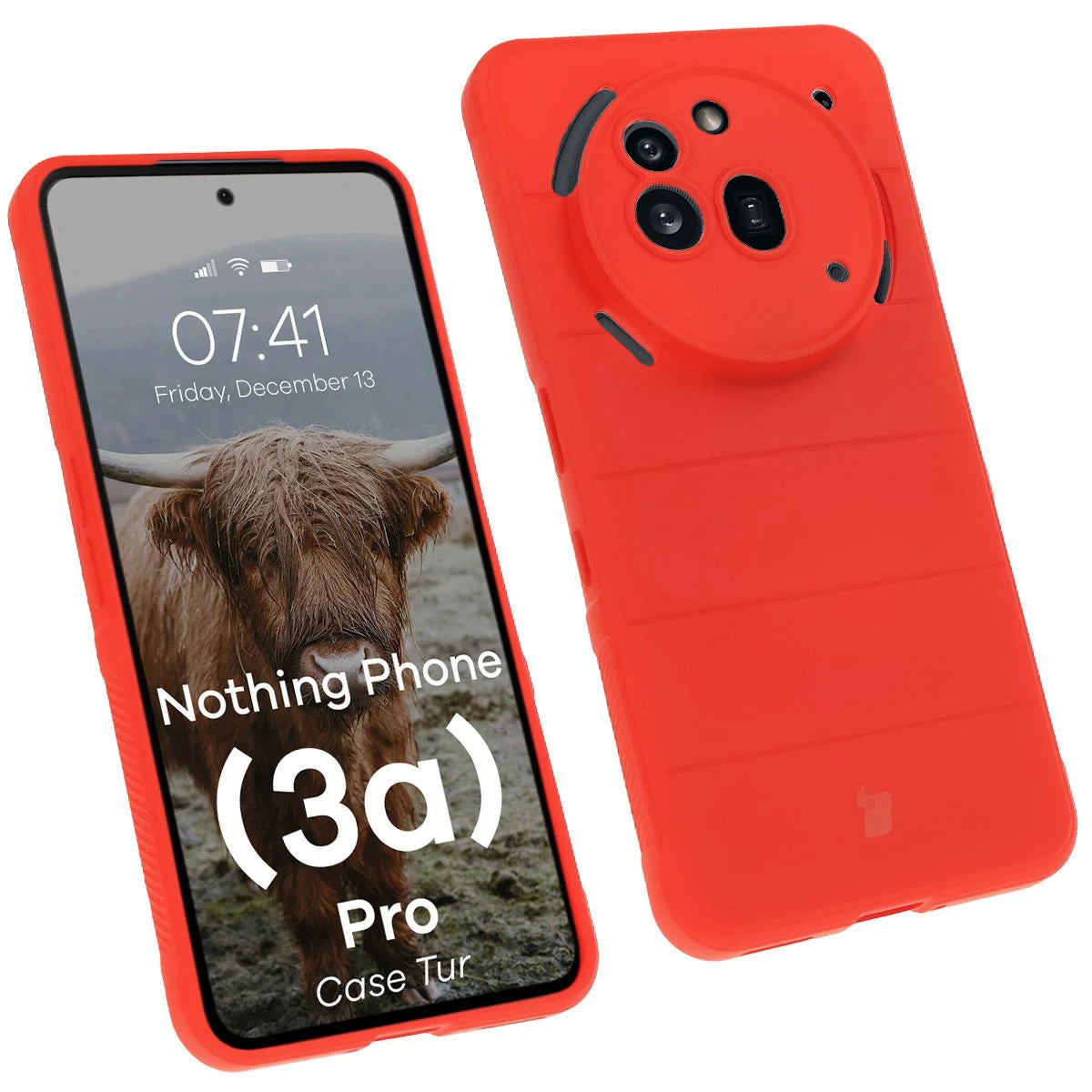 Robuste Handyhülle für Nothing Phone (3a) Pro, Bizon Case Tur, Rot