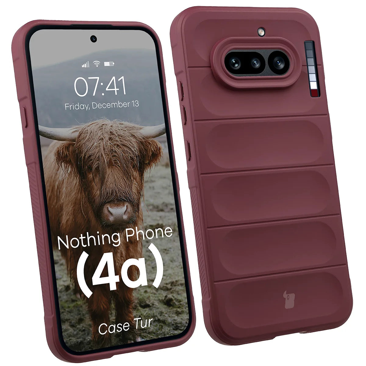 Robuste Handyhülle für Nothing Phone (4a), Bizon Case Tur, Burgunderrot