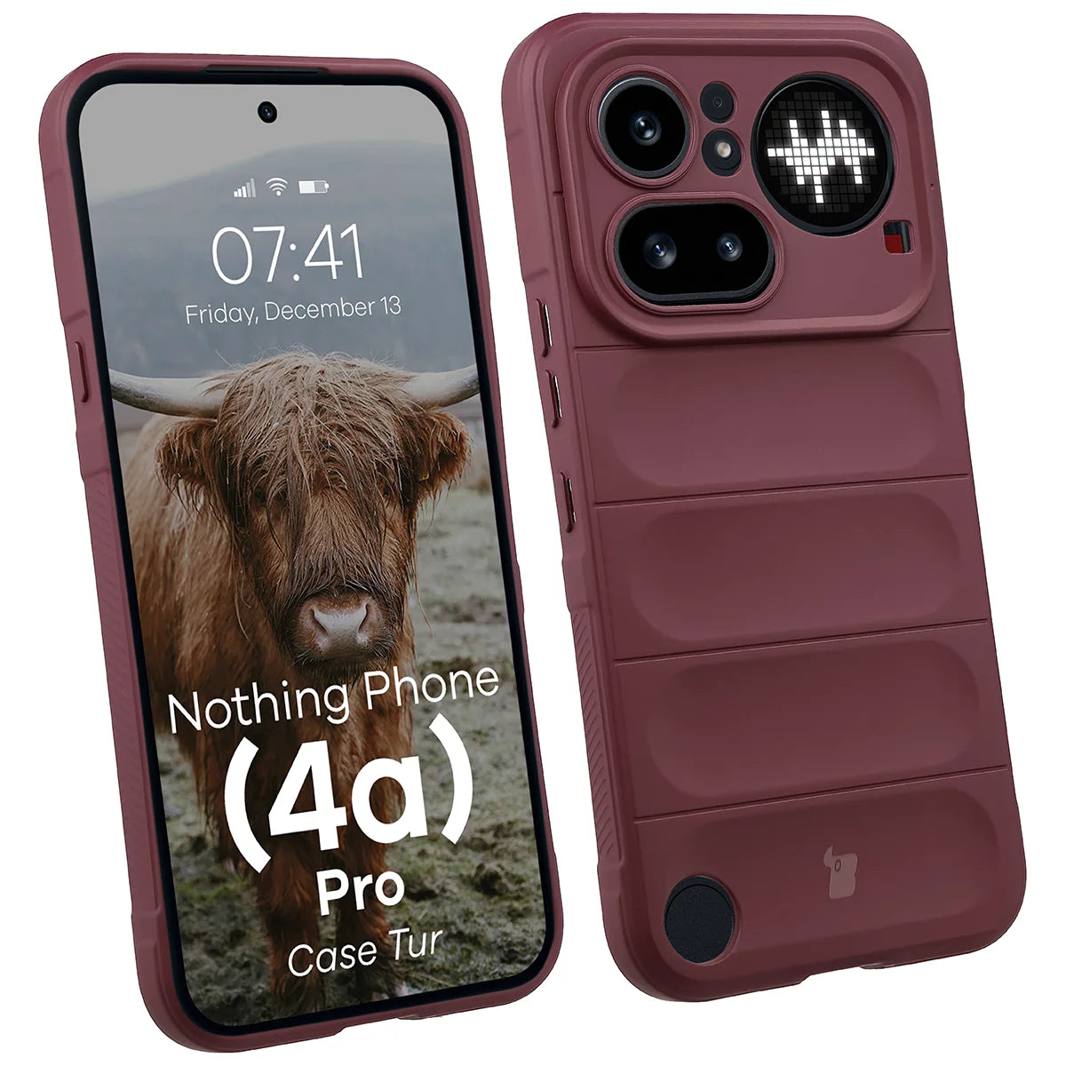 Robuste Handyhülle für Nothing Phone (4a) Pro, Bizon Case Tur, Burgunderrot