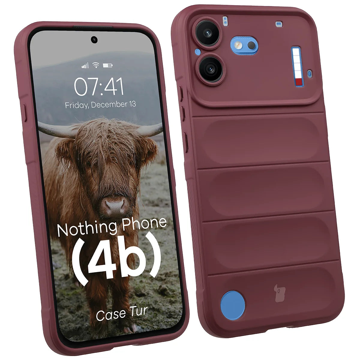 Robuste Handyhülle für Nothing Phone (4b), Bizon Case Tur, Burgunderrot (1/8)