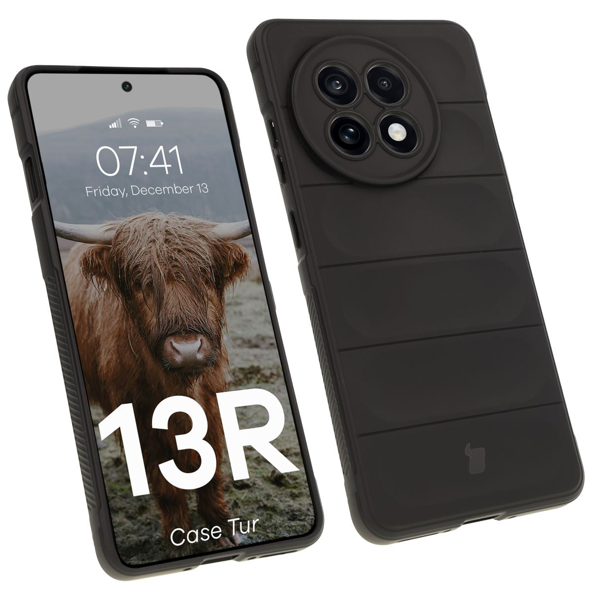 Robuste Handyhülle für OnePlus 13R, Bizon Case Tur, Schwarz