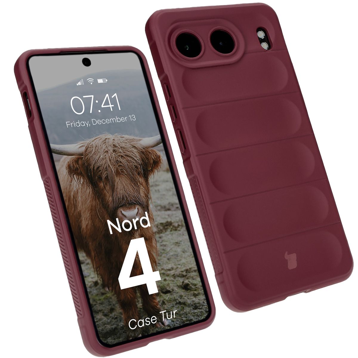 Robuste Handyhülle für OnePlus Nord 4, Bizon Case Tur, Burgunderrot