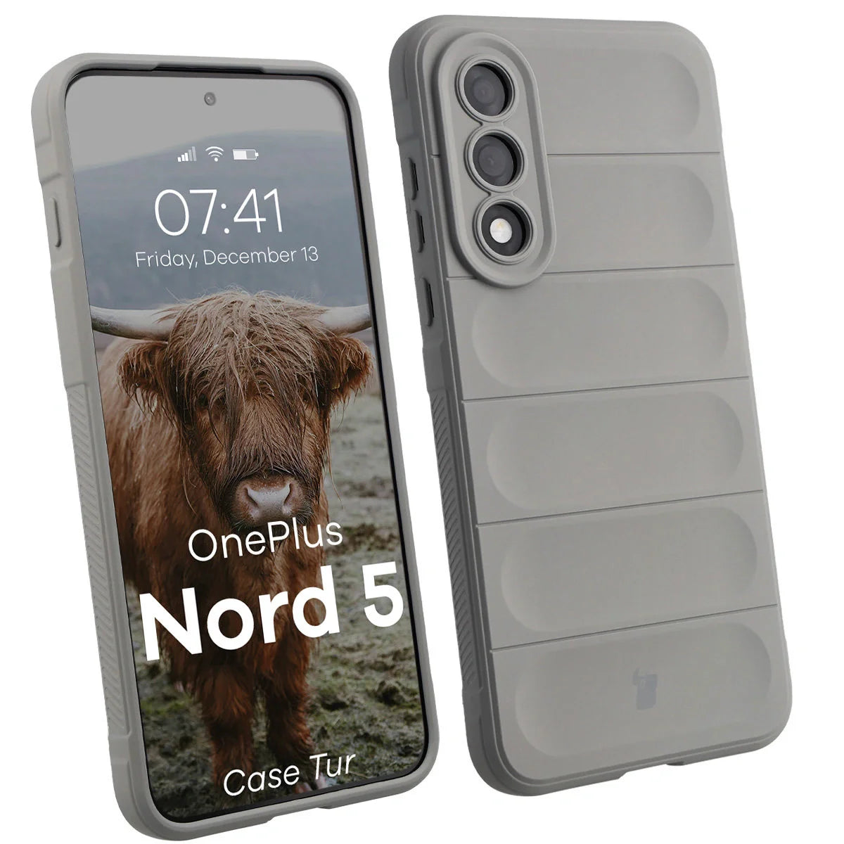 Robuste Handyhülle für OnePlus Nord 5, Bizon Case Tur, Hellgrau