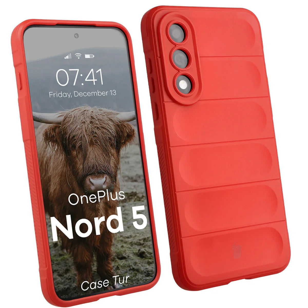 Robuste Handyhülle für OnePlus Nord 5, Bizon Case Tur, Rot