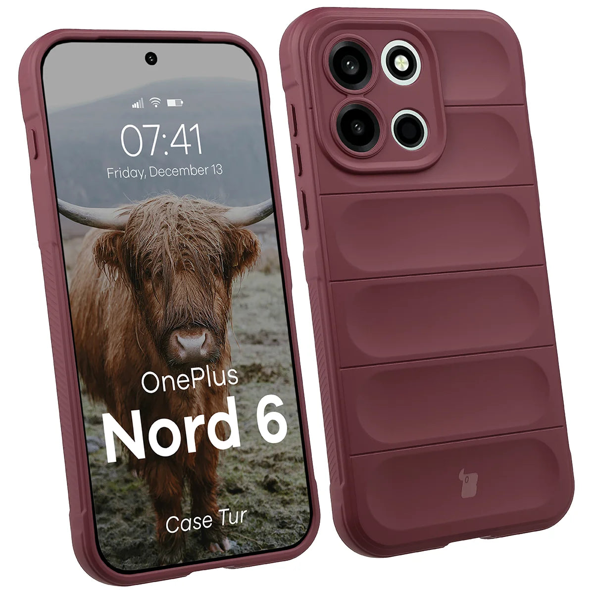 Robuste Handyhülle für OnePlus Nord 6, Bizon Case Tur, Burgunderrot