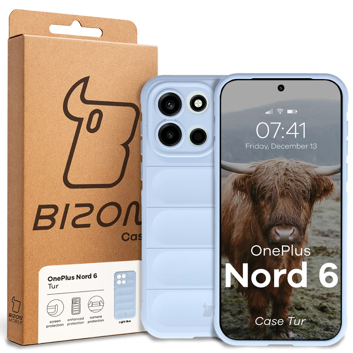 Robuste Handyhülle für OnePlus Nord 6, Bizon Case Tur, Hellblau