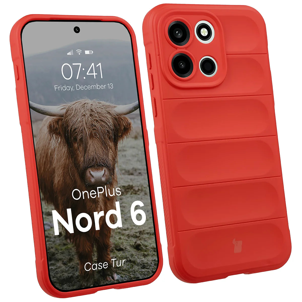 Robuste Handyhülle für OnePlus Nord 6, Bizon Case Tur, Rot