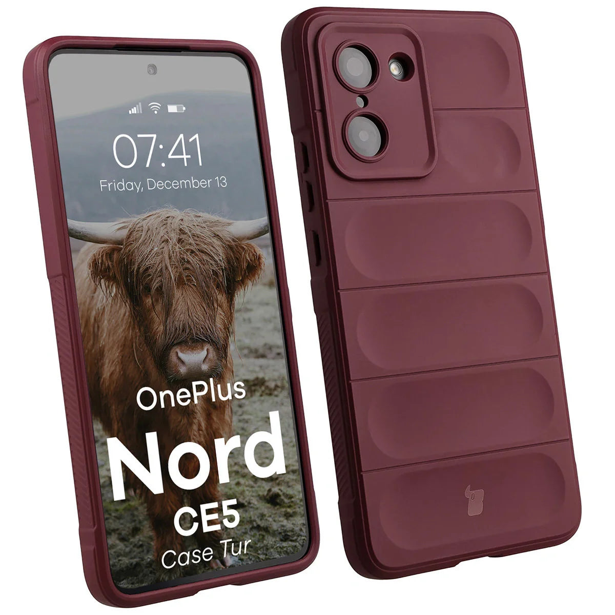 Robuste Handyhülle für OnePlus Nord CE5 5G, Bizon Case Tur, Burgunderrot