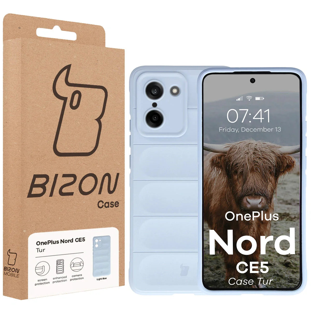 Robuste Handyhülle für OnePlus Nord CE5 5G, Bizon Case Tur, Hellblau
