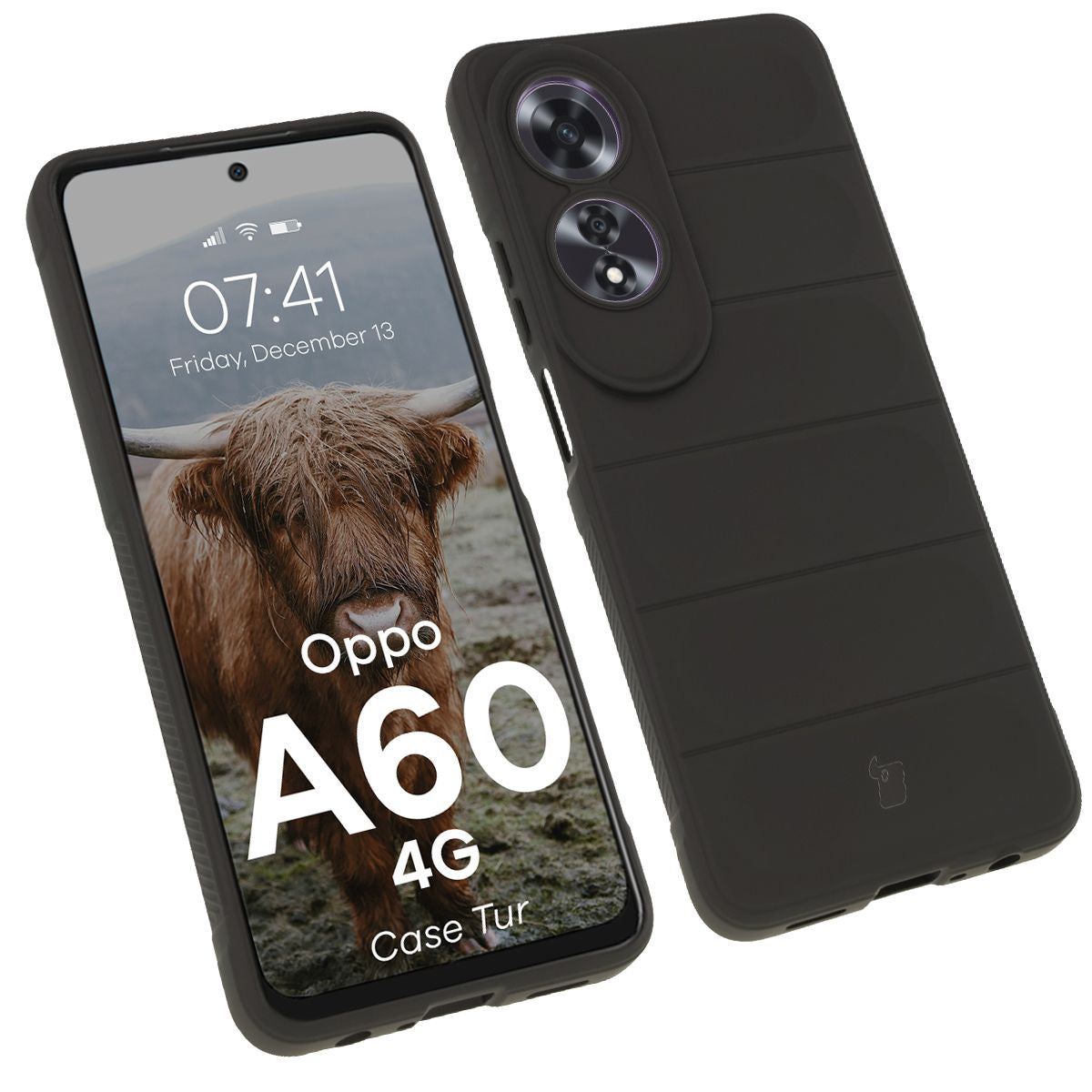 Robuste Handyhülle für Oppo A60 4G, Bizon Case Tur, Schwarz