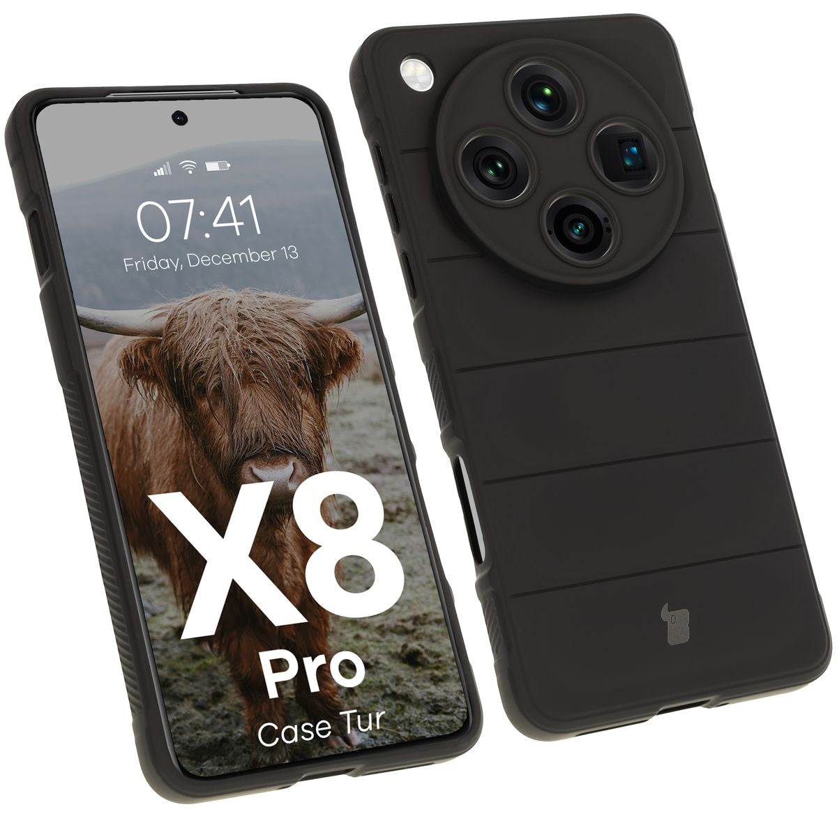 Robuste Handyhülle für Oppo Find X8 Pro, Bizon Case Tur, Schwarz