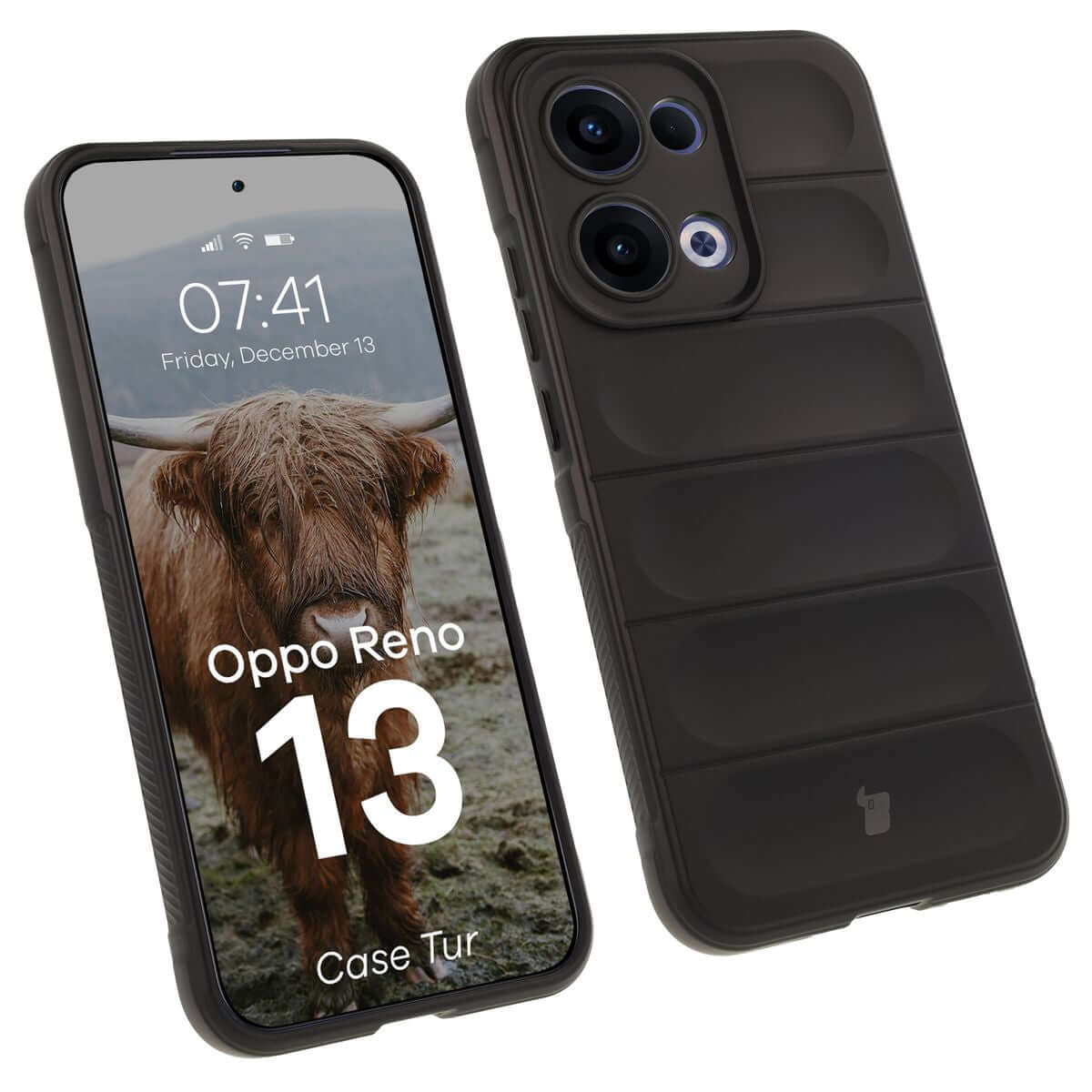 Robuste Handyhülle für Oppo Reno13, Bizon Case Tur, Schwarz