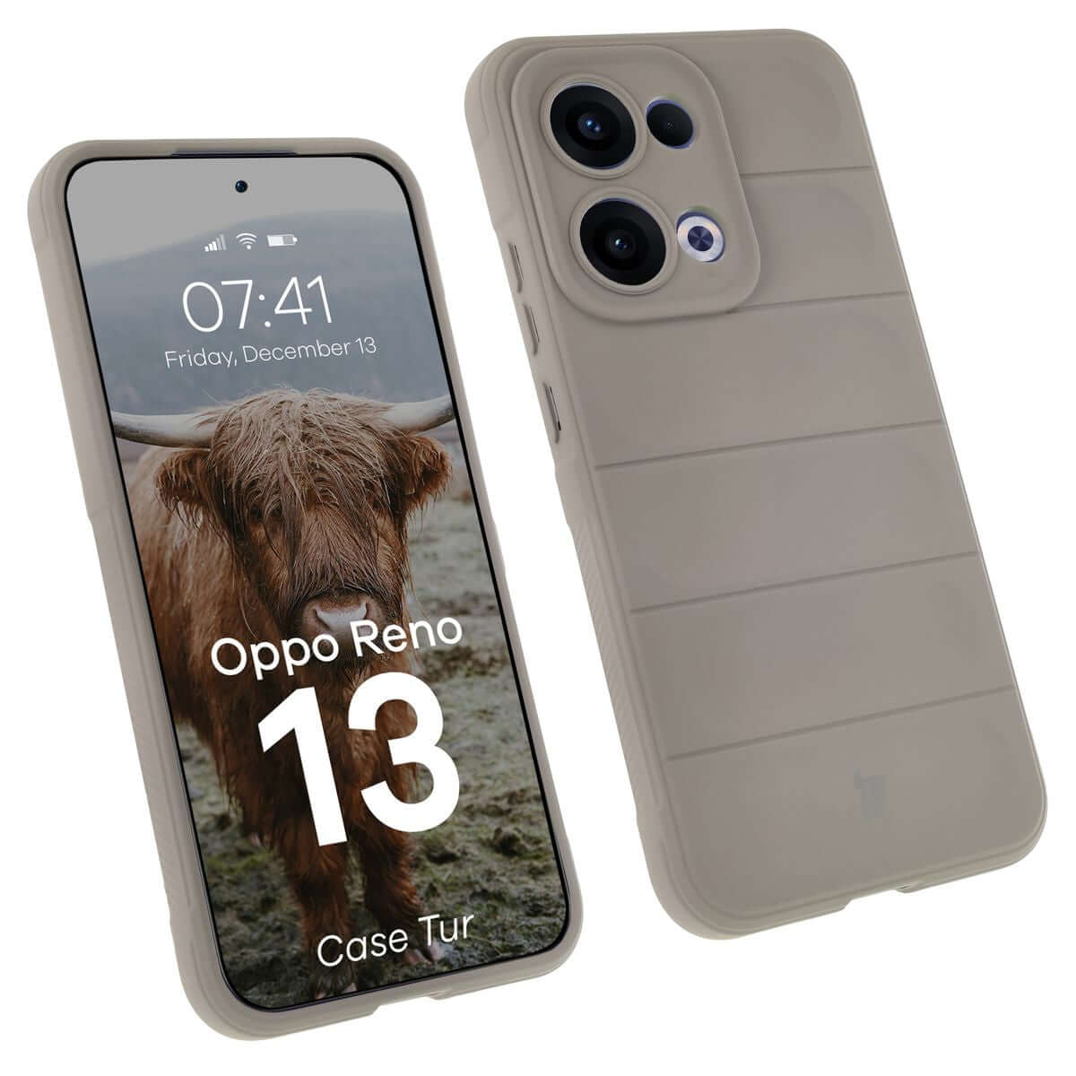 Robuste Handyhülle für Oppo Reno13, Bizon Case Tur, Hellgrau