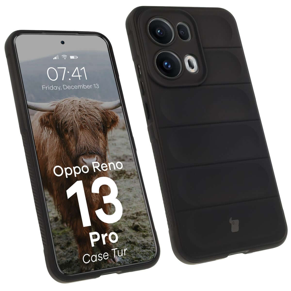 Robuste Handyhülle für Oppo Reno13 Pro, Bizon Case Tur, Schwarz
