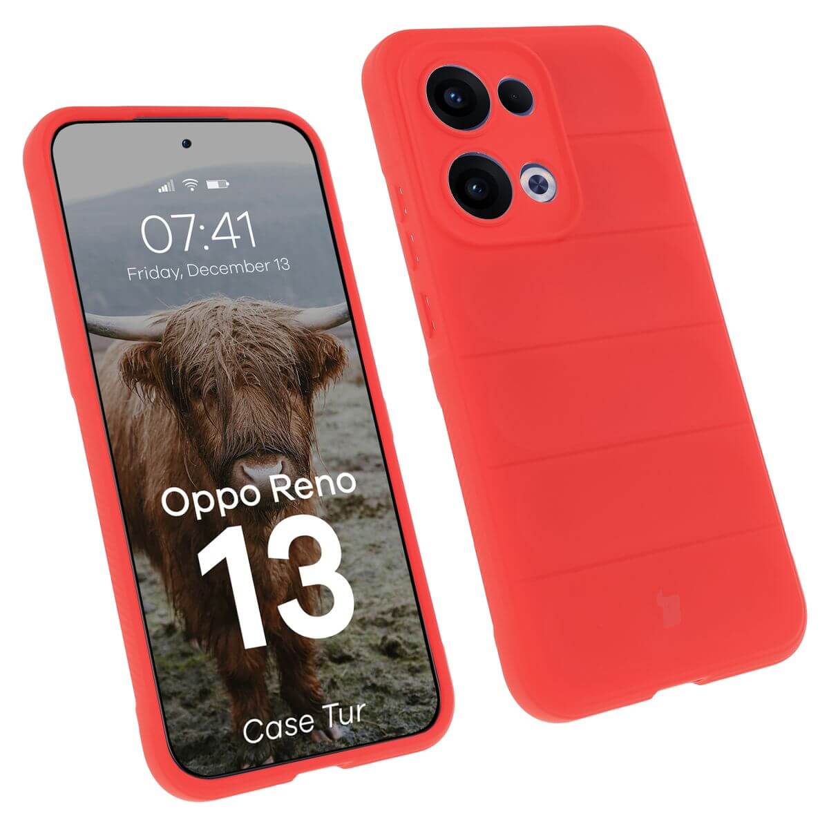 Robuste Handyhülle für Oppo Reno13, Bizon Case Tur, Rot