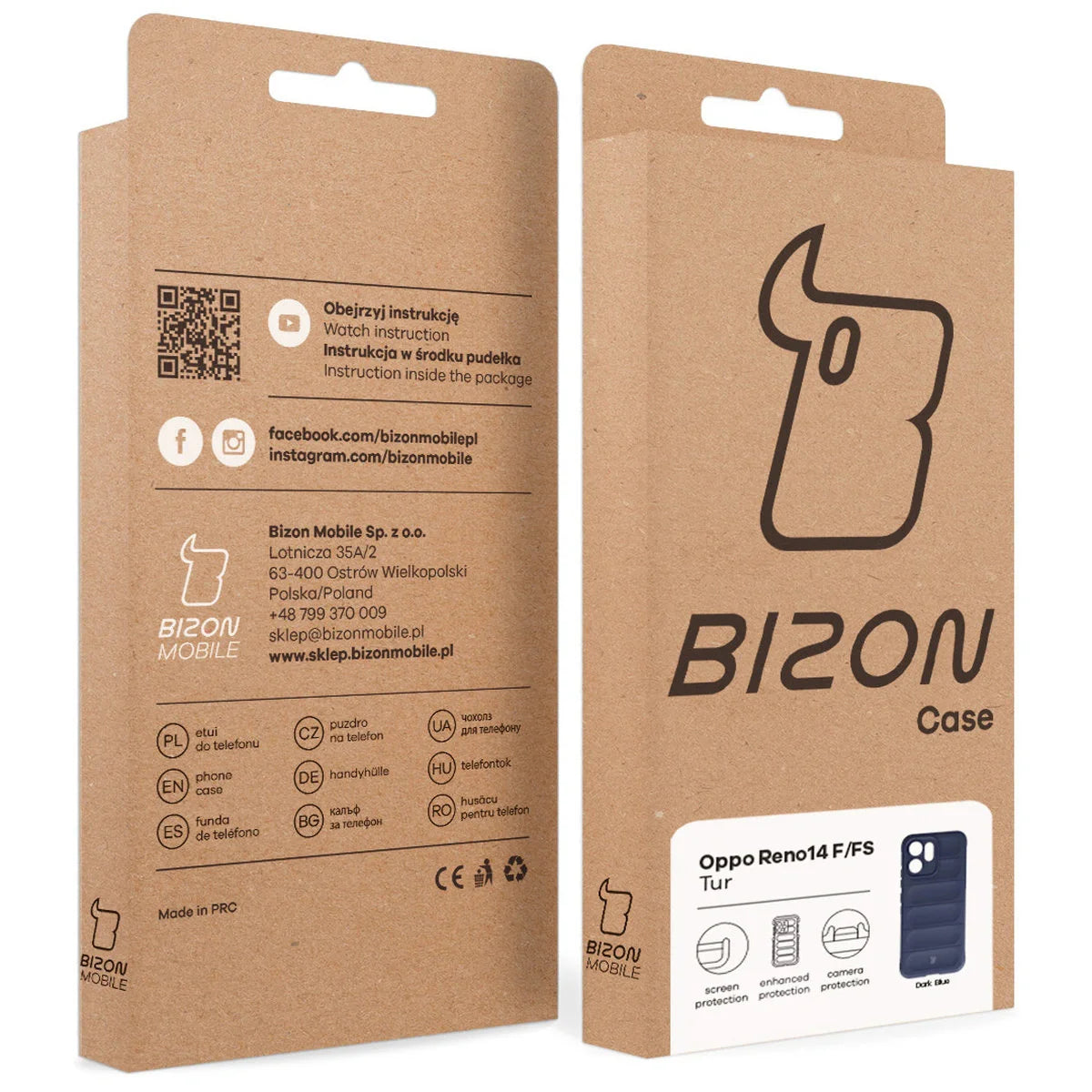 Robuste Handyhülle für Oppo Reno 14 F / 14 FS, Bizon Case Tur, Dunkelblau