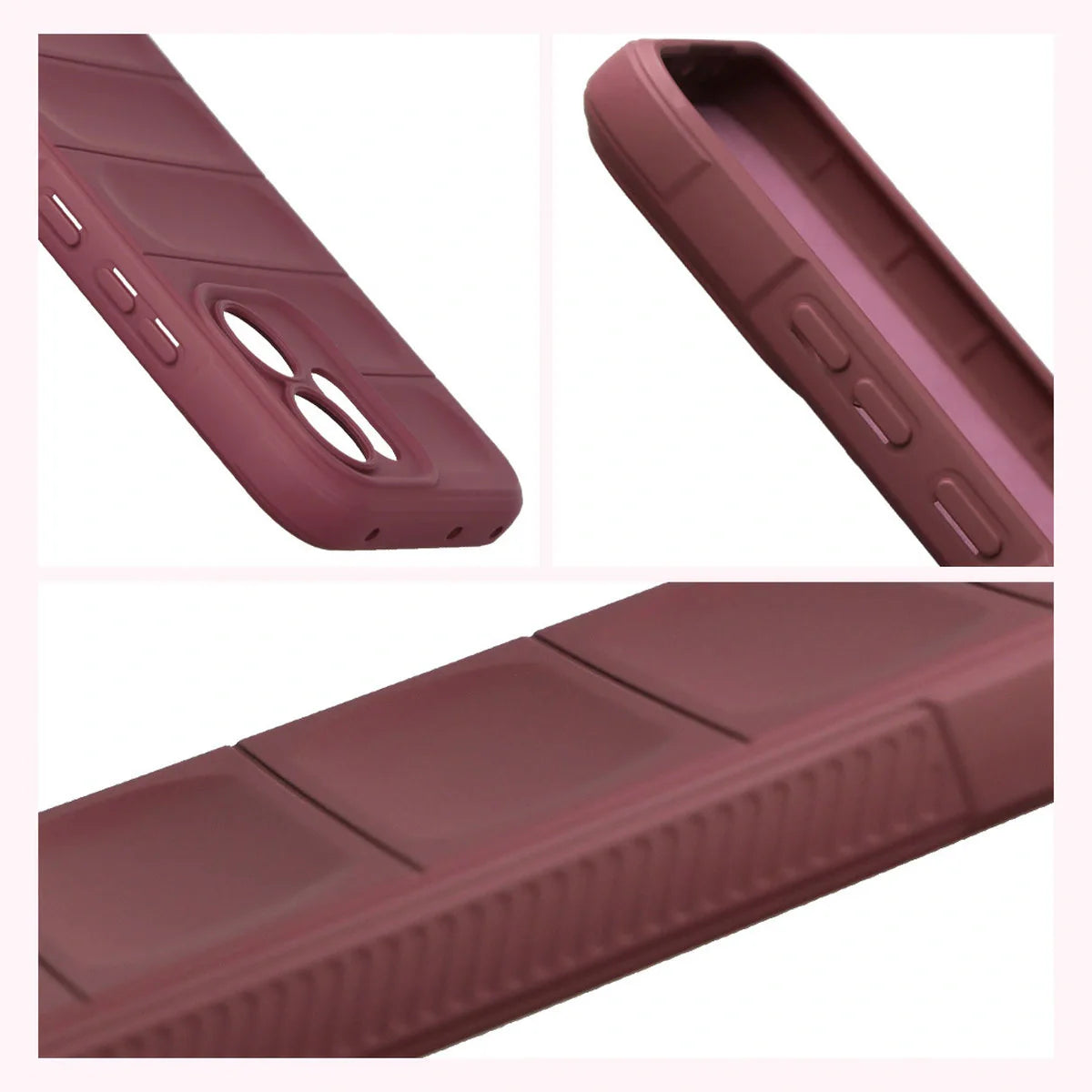 Robuste Handyhülle für Oppo Reno 14 F / 14 FS, Bizon Case Tur, Burgunderrot