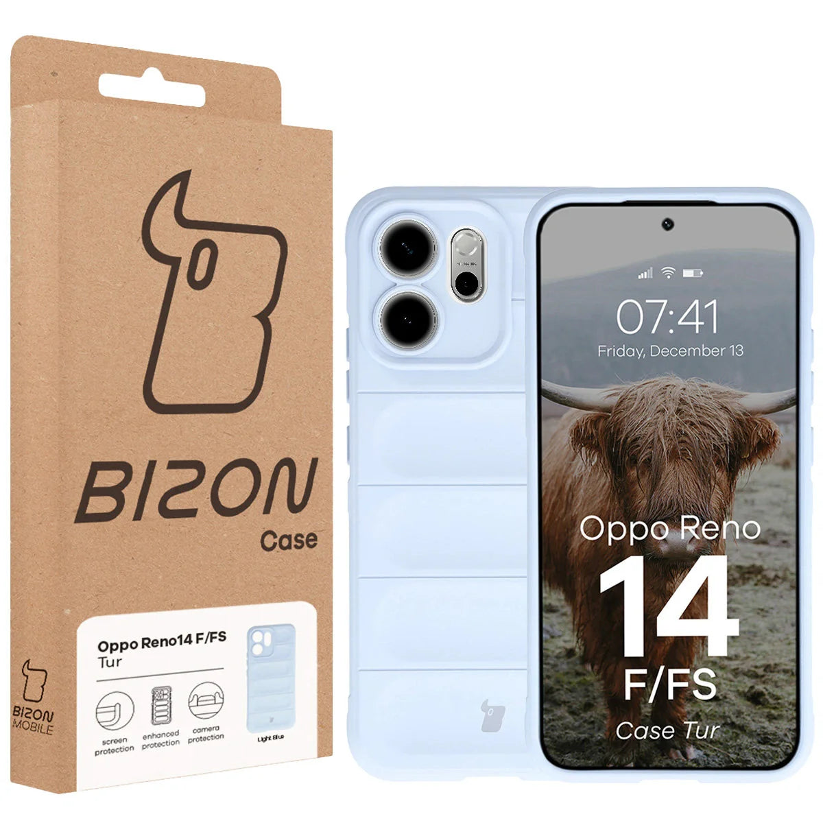 Robuste Handyhülle für Oppo Reno 14 F / 14 FS, Bizon Case Tur, Hellblau